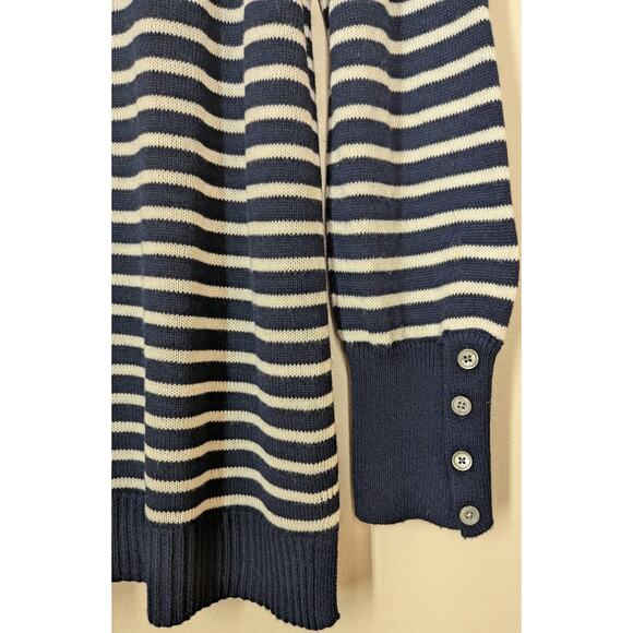 Lauren Ralph Lauren Women's Navy & White Striped Cowl Neck Slit Sweater Size XL - Picture 5 of 9